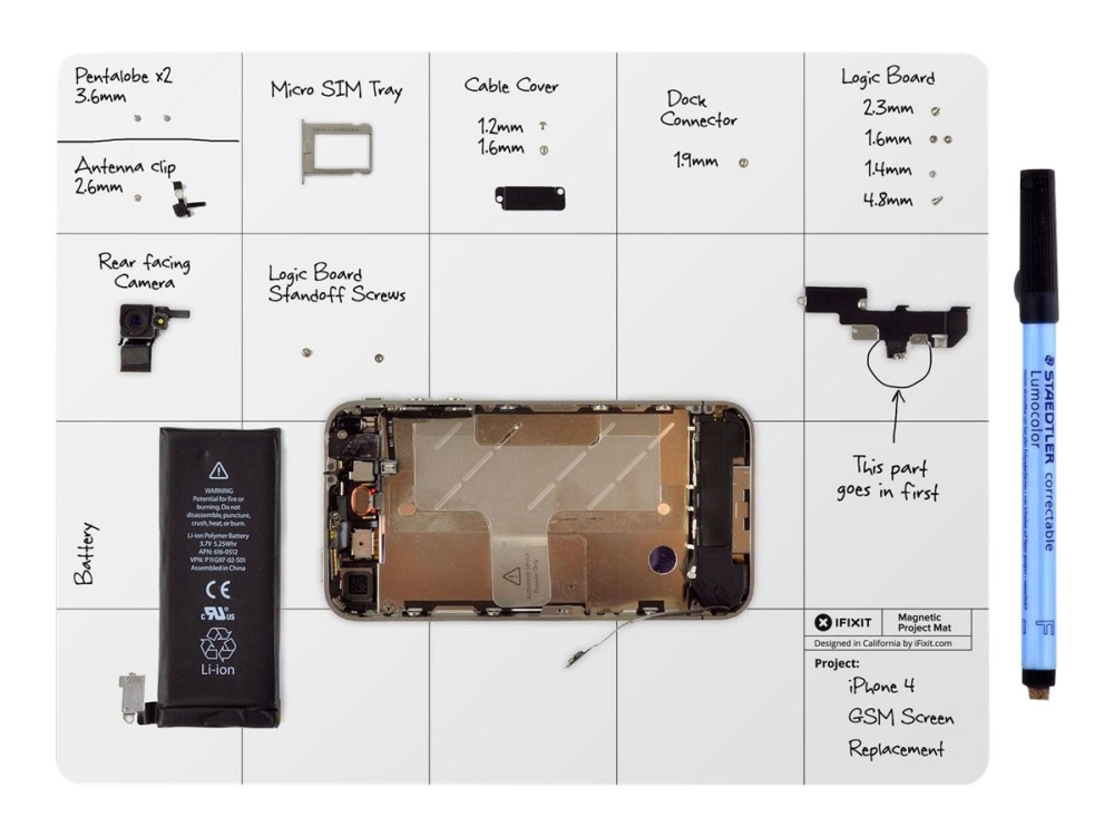 iFixit EU145167-4, Magneettinen matto, Matkapuhelin/älypuhelin, Valkoinen, 254 mm, 203,2 mm, 2,67 mm