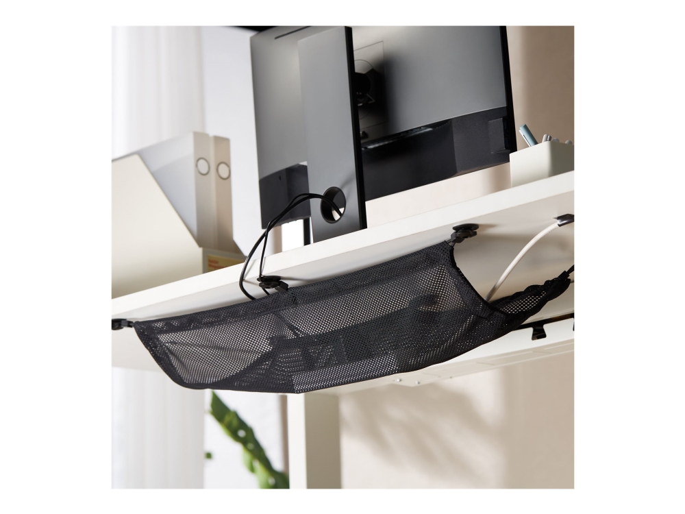 DELTACO - Mesh cable management - 34 x 69 cm - kan monteras under bord - svart | Arkivering - Letter orders - Brevkorg | GameStuff