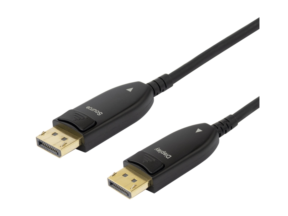 Deltaco - Displayport Kabel - Displayport (Han) Til Displayport (Han) - Displayport 1.4 - 20 M - Active Optical Cable (Aoc), 8K30 Hz Support - Sort