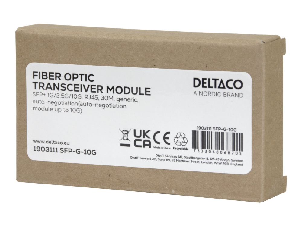 DELTACO - SFP+ transceiver modul - 10GbE - 10GBase-T - RJ-45 - op til 30 m