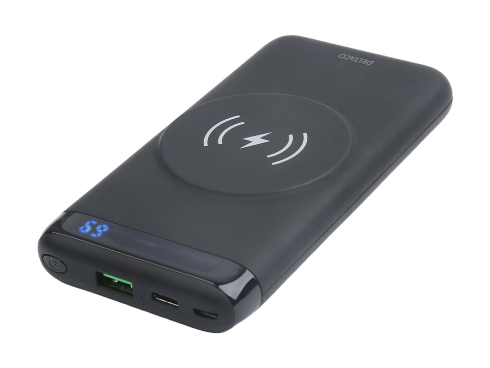 Eksternt batteri DELTACO, trådløst, 10 000 mAh, 1x USB-A, 1x USB-C PD, mag. / PB-Q1003