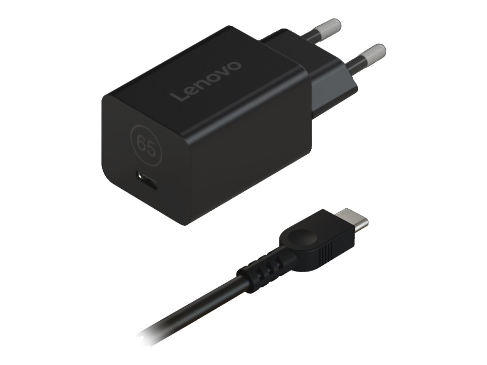 Lenovo Nano - Strömadapter - GaN - 65 Watt (USB-C) - svart - Europa | Tele & GPS - Batteri & Laddare - Laddare | GameStuff