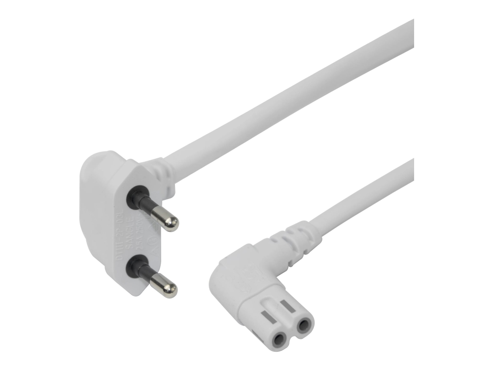 Deltaco - Strømkabel - Europlug Vinklet Til Power Iec 60320 C7 Vinklet - 1.5 M - Hvid