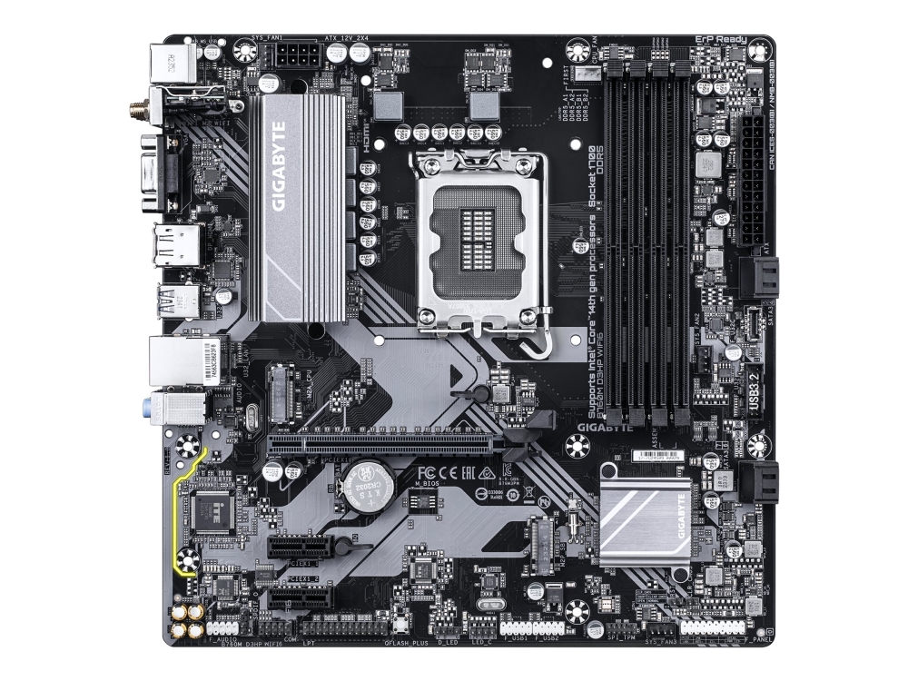 Moderkort Moderkort|GIGABYTE|Intel B760 Express|LGA1700|Mikro-ATX|Minne DDR5|Minneplatser 4|2xPCI-Express 3.0 1x|1xPCI-Express 4.0 16x|2xM.2|1x15pin D-sub|1xHDMI|1xDisplayPort|2xUSB 2.0|3xUSB 3.2|1xUSB-C|1xPS/2|1xRJ4