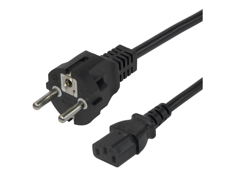 DELTACO - Strømkabel - power CEE 7/7 til power IEC 60320 C13 - 3 m - sort