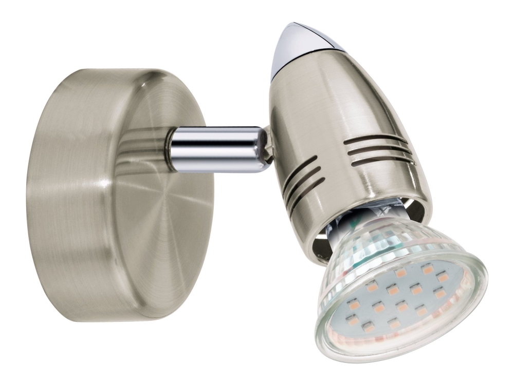 Eglo Magnum - Spotlight för tak/vägg - LED-spotlight - GU10 - 2.8 W - klass F - varmt vitt ljus - 3000 K - rund - satinnickel, krom (detaljer) | Belysning - Inomhusbelysning - Inbyggd spotlight | GameStuff