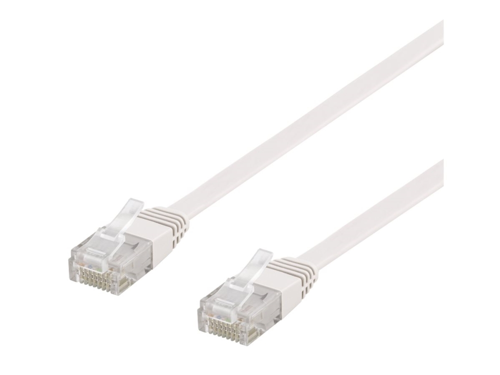 DELTACO - Patch-kabel - RJ-45 (hane) till RJ-45 (hane) - 3 m - UTP - CAT 6 - formpressad, platt - vit | Datortillbehör - Kablar & adaptrar - Nätverkskablar | GameStuff