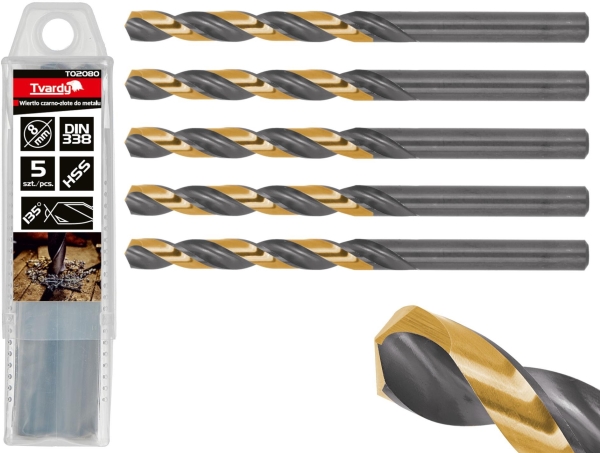 Bohrer Hart Schwarz/Gold Für Metall Hss 8,00 Mm (5/50/500) (5901477179563)