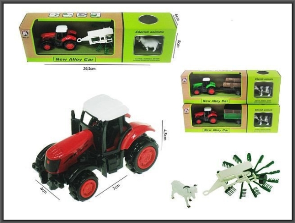 Hipo Traktor med anhænger16cm+dyr H13521 43075