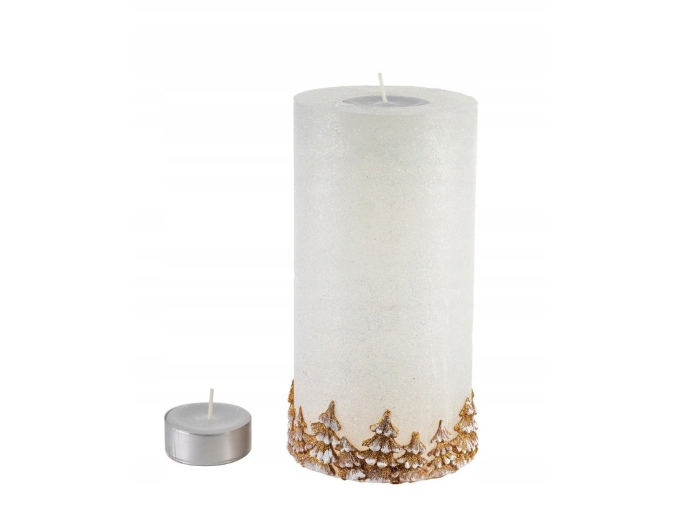 Mondex ŚWIECA LAMPION WALEC LAS Baltai Auksinė 240