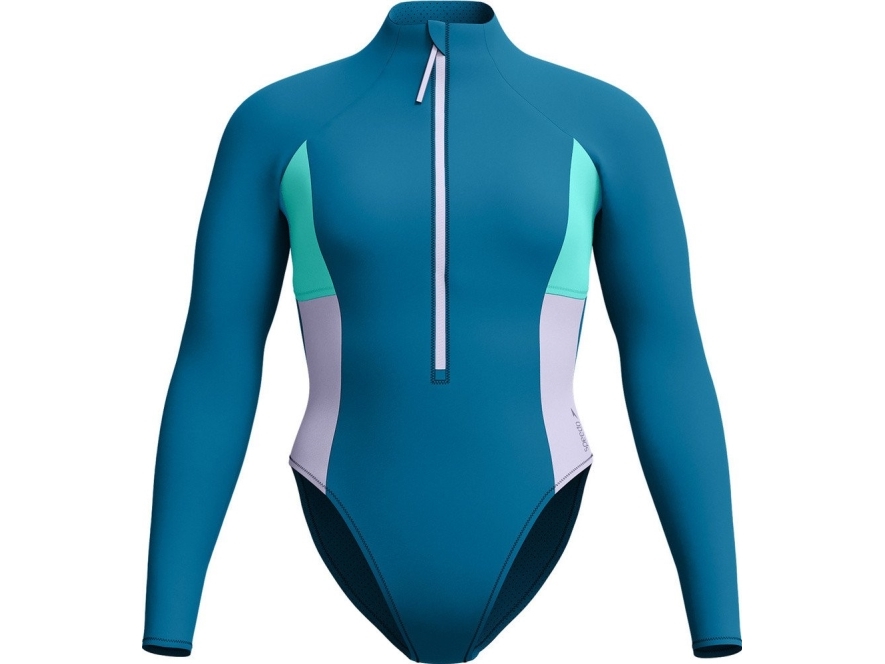 Speedo Damen-Badeanzug L/S Clrblck Zip 1-Teilig Größe L
