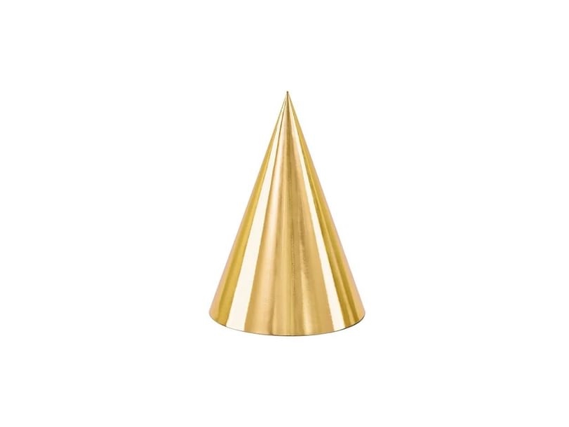 Goldene Partyhüte, 6 Stück.