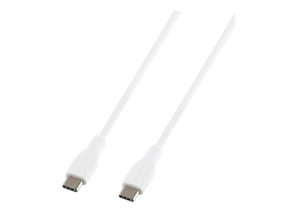 Deltaco - Usb-Kabel - 24 Pin Usb-C (Han) Til 24 Pin Usb-C (Han) - Usb 2.0 - 20 V - 3 A - 50 Cm - Usb-C Power Delivery (60 W) - Hvid
