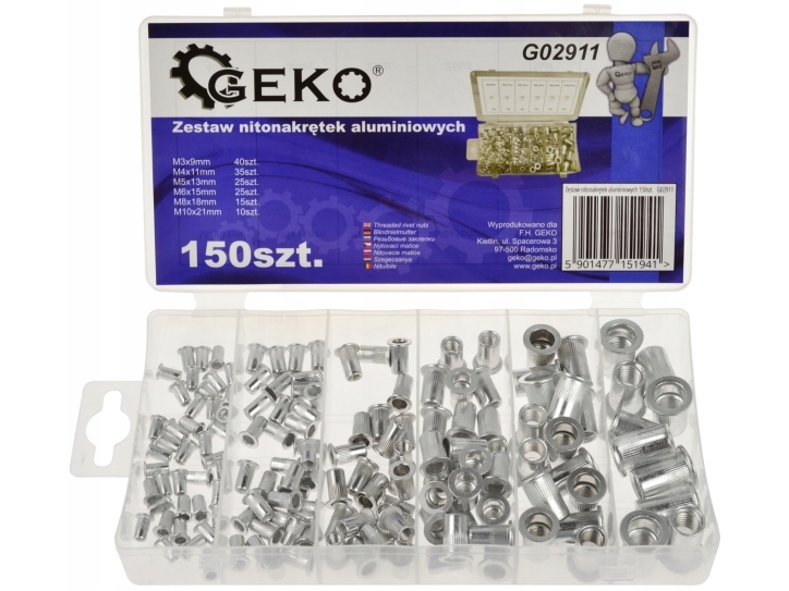 Geko Sæt Blindnitter I Aluminium 150 Stk. (20)