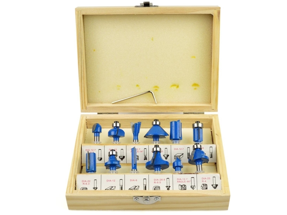 Geko Wood Shaped Router Bits 12 Pieces 6mm | Elverktyg - Tillbehör - Tillbehör till Handoverfräs | GameStuff