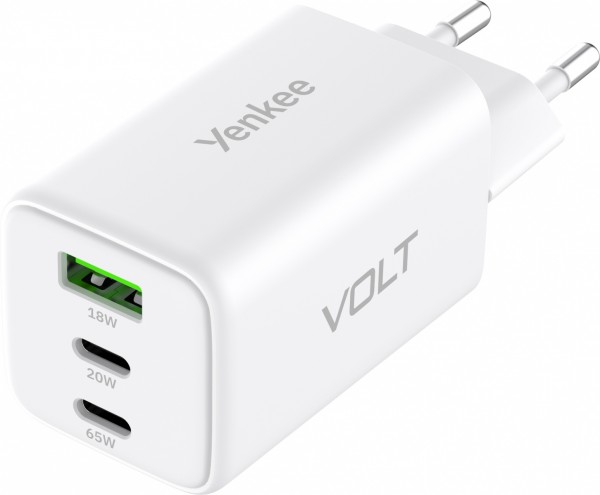 Yenkee Plug-In Ladegerät 3Xusb 65W 3,24A Power Delivery 3.0 Qc4.0