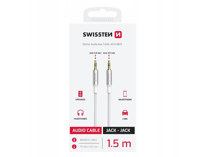 Swissten Tekstil Aux-Lydkabler 1,5 M