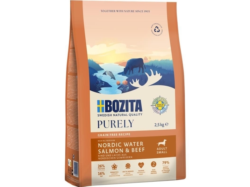 Bozita 9117382, Voksen, Enhver Race, Bøf, Laks, 2,5 Kg