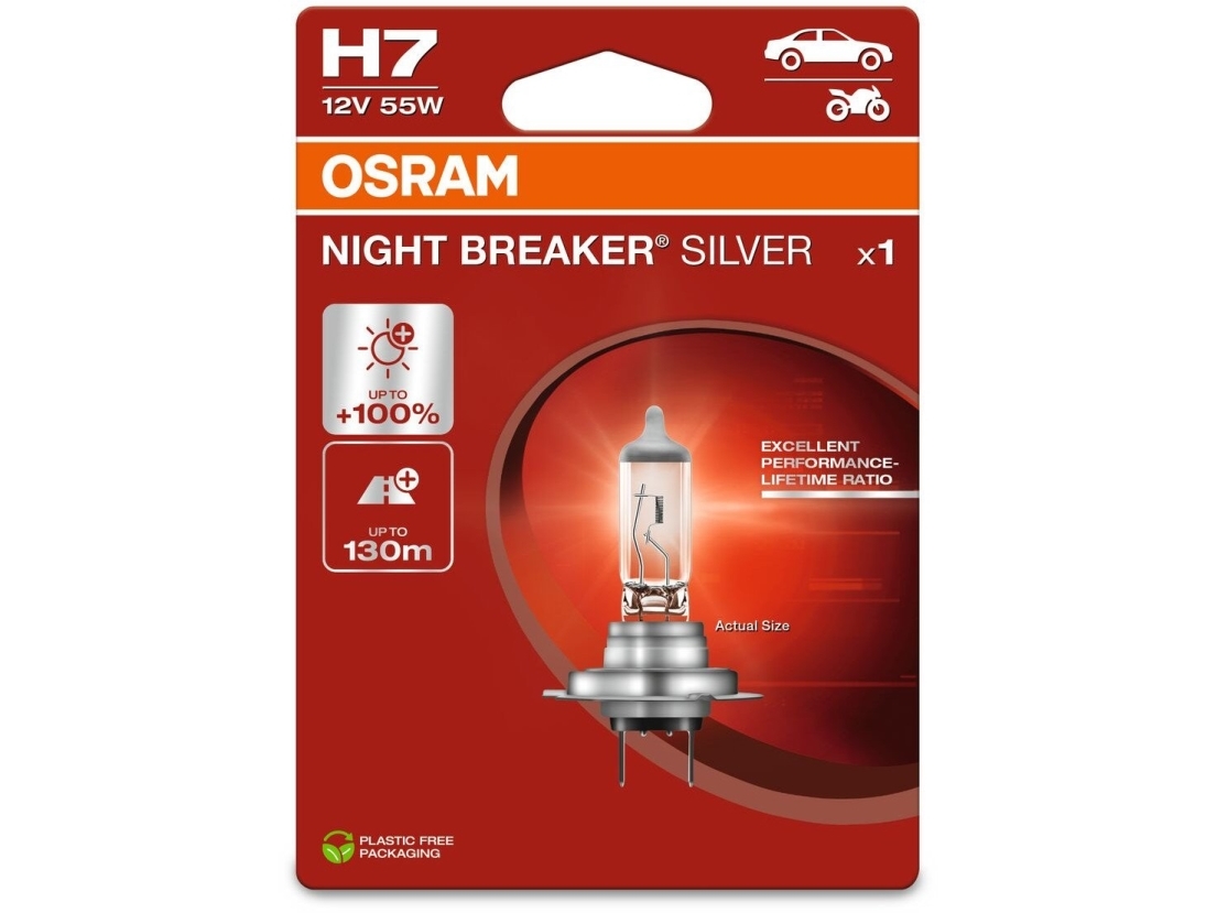 Osram Automotive 4062172395113 halogen lyskilde Night Breaker® Silver H7 55 W 12 V | Bilvård & Biltillbehör - Belysning - H7 Billampor | GameStuff