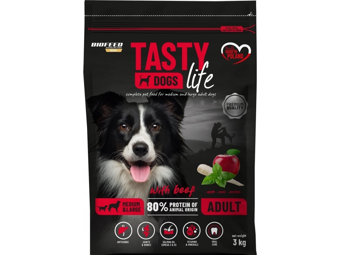 Biofeed Biofeed Tasty Dogs Life Adult M&L With Beef 3Kg