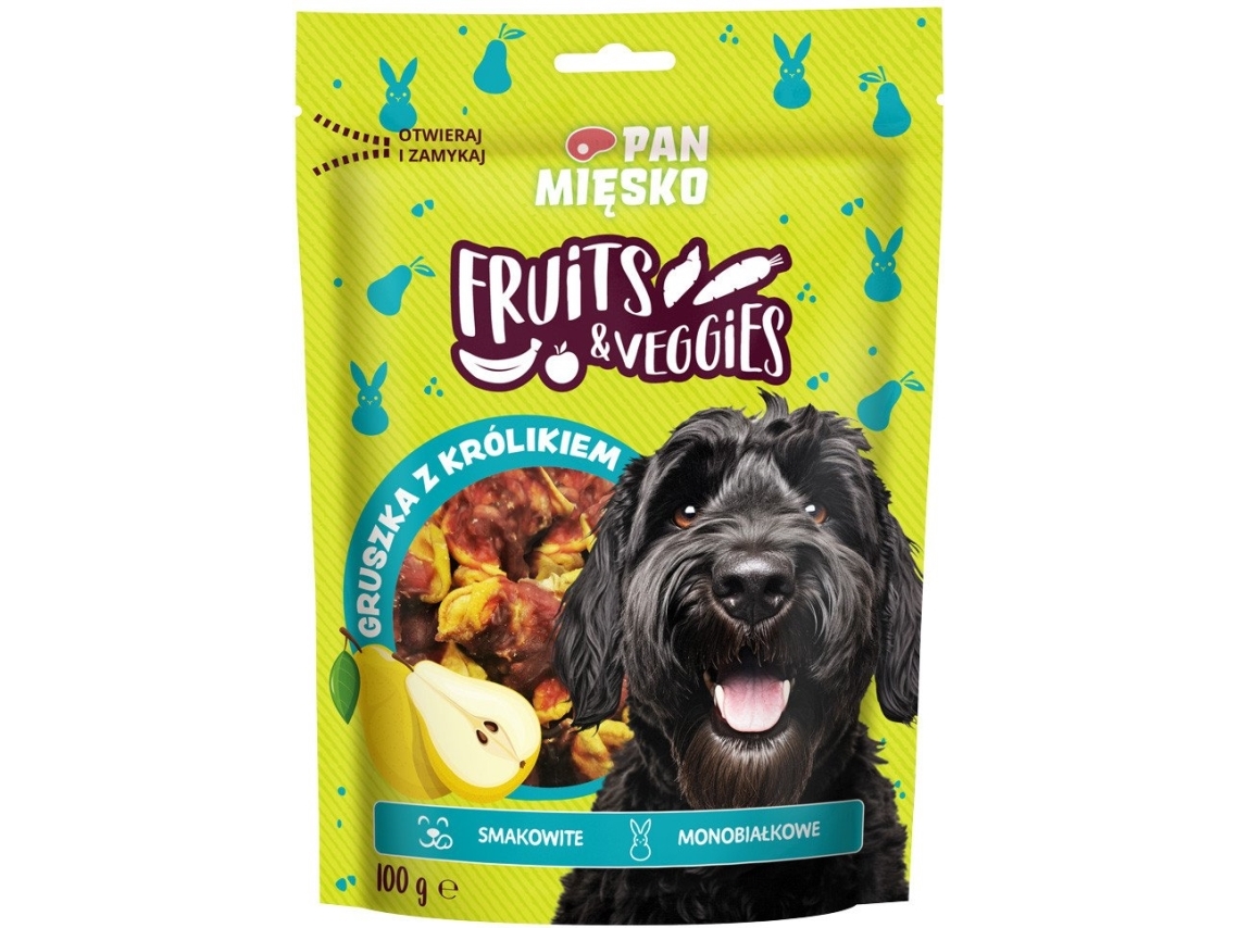 Pan Miesko hundegodbidder Fruits & Veggies pære med kanin (voksen) 100 g