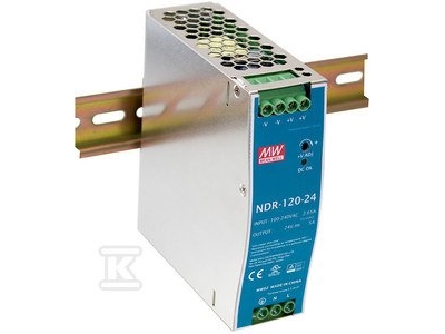 MEAN WELL NDR-120-24, 120 W, 90 - 264 V, Metallisk, RoHS, 126 mm, 40 mm | EL Artiklar - Motorer, Spänningsreglering, Övervakning - Nätaggregat | GameStuff