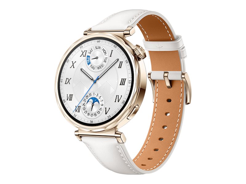Huawei Watch GT 5 - 41 mm - rostfritt stål - smart klocka med rem - composite leather - vit - handledsstorlek: 120-190 mm - display 1.32 - NFC, Bluetooth - 35 g | Sport & Träning - Pulsklockor & Smartwatches - Smartklockor | GameStuff