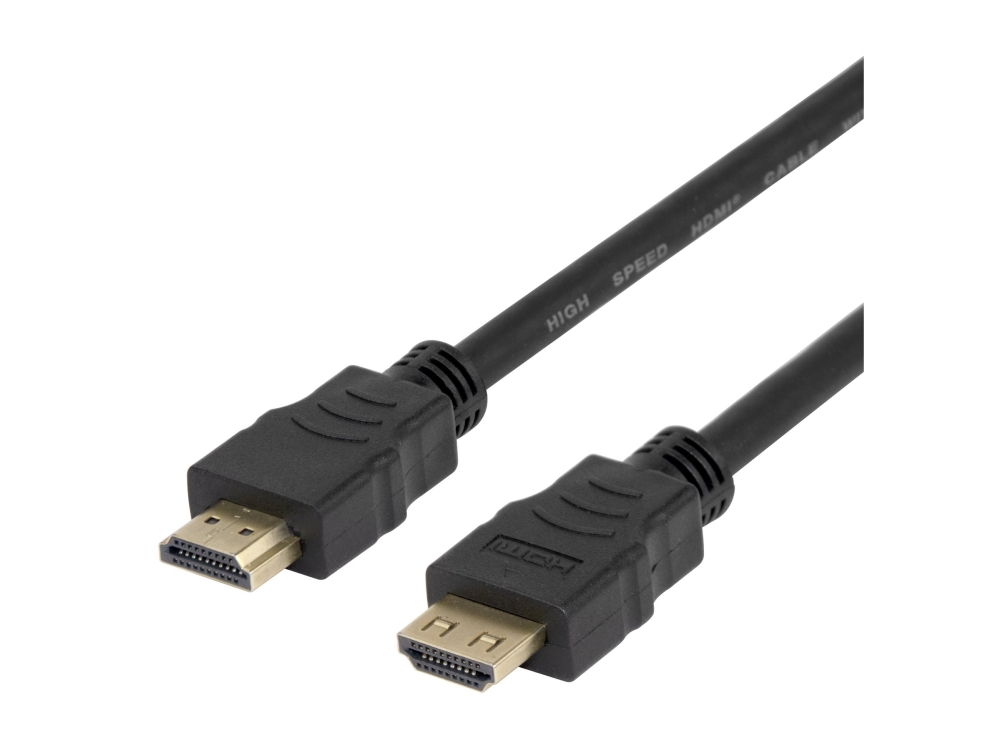 DELTACO - Højhastighed - HDMI-kabel med Ethernet - HDMI-hanlås til HDMI-hanlås - 3 m - sort - understøttelse af 4K60 Hz (3840 x 2160)