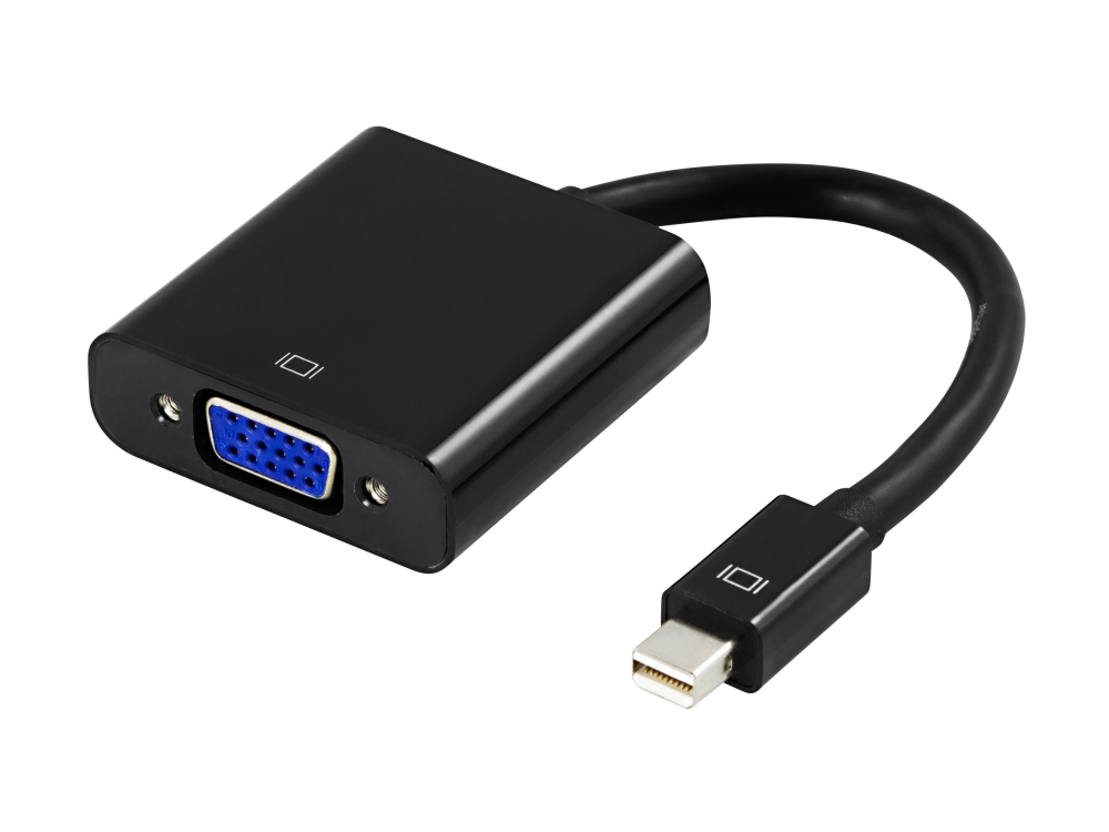 Deltaco - Videoadapter - Mini Displayport (Han) Til 15 Pin Vga (Hun) - 20 Cm - Aktiv, 1920 X 1080 Ved 60 Hz Support - Sort