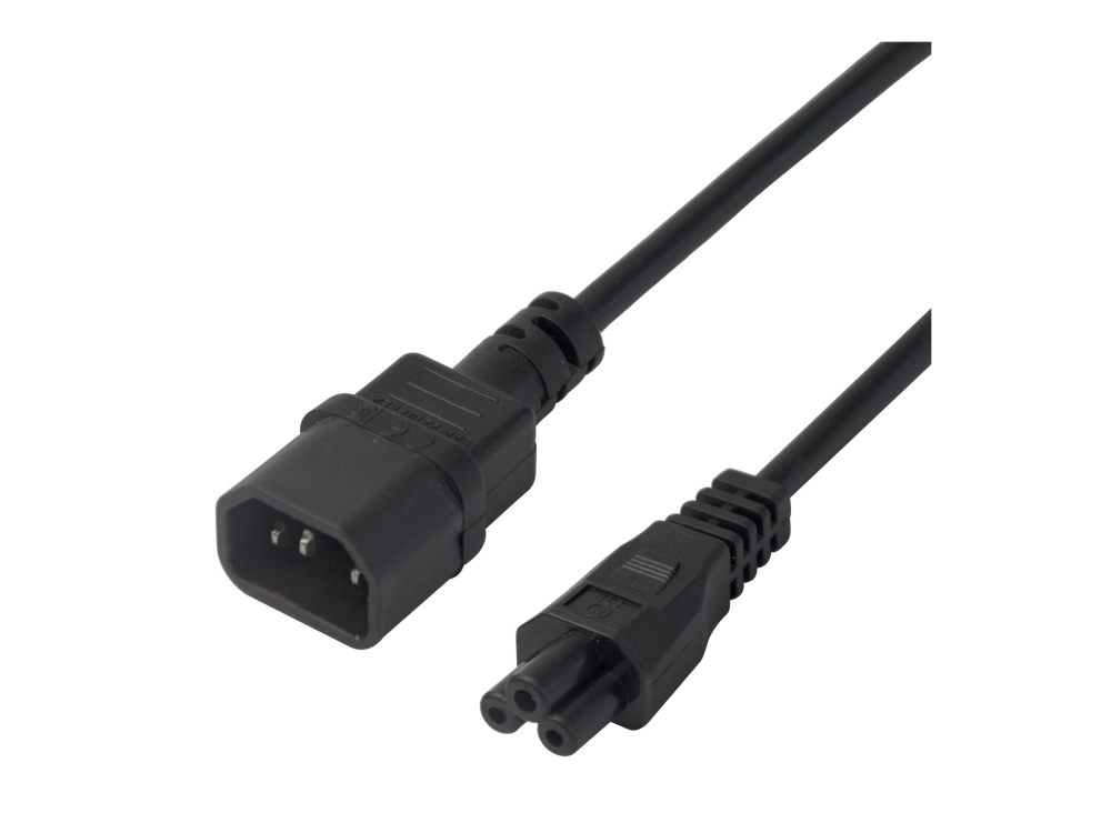 Deltaco - Netzkabel - Iec 60320 C14 Auf Iec 60320 C5 - Ac 250 V - 2,5 A - 50 Cm - Schwarz