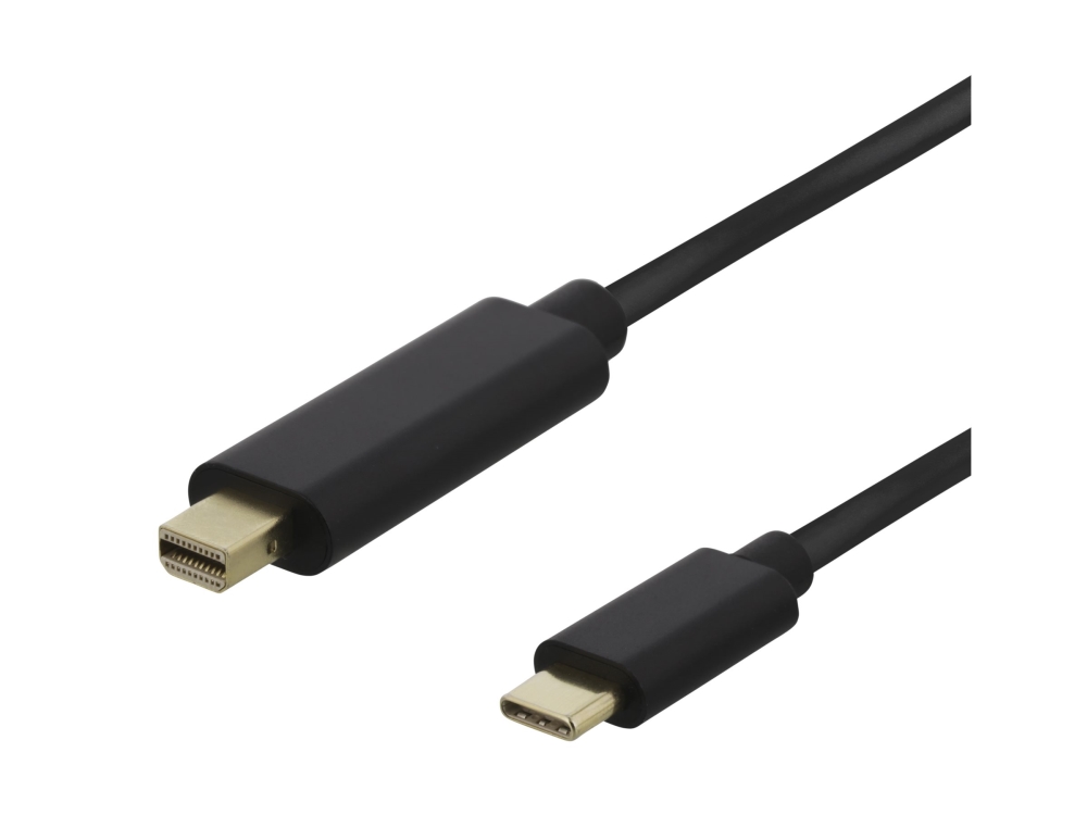 Deltaco - Adapterkabel - Usb-C (Han) Til Mini Displayport (Han) - Displayport 1.2 - 2 M - Aktiv, 4K60 Hz (3840 X 2160) Support, 1080P Support 240 Hz