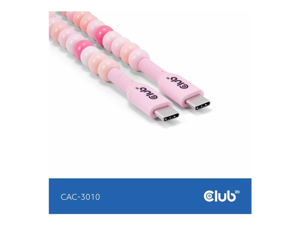 Club 3D - Usb-Kabel - 24-Polig Usb-C (Stecker) Auf 24-Polig Usb-C (Stecker) - 20 V - 3 A - 2 M - Perlkabel - Rosa