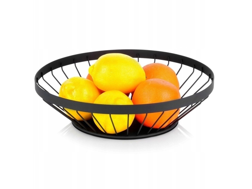 Frugt- Og Grøntsagskurv Metal Sort Dekorativ Nava 28 Cm