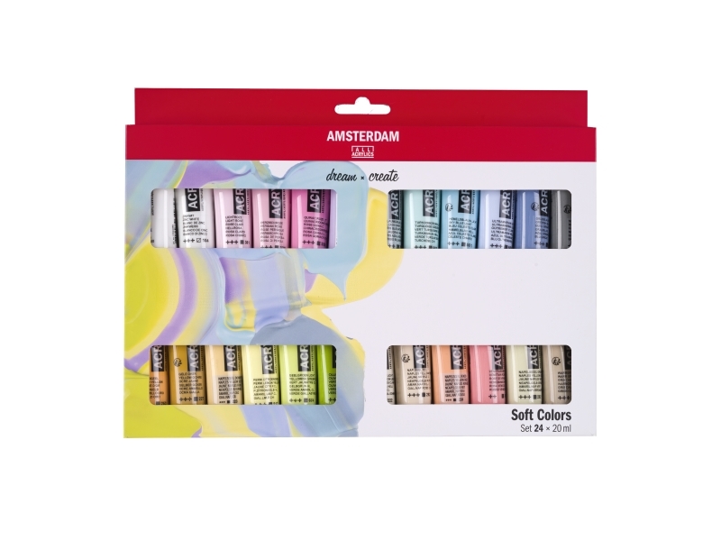 Amsterdam Standard Series acrylic paint soft colors set 24 x | Skola & Hobby - Konstmaterial - Akryl & Akvareller | GameStuff