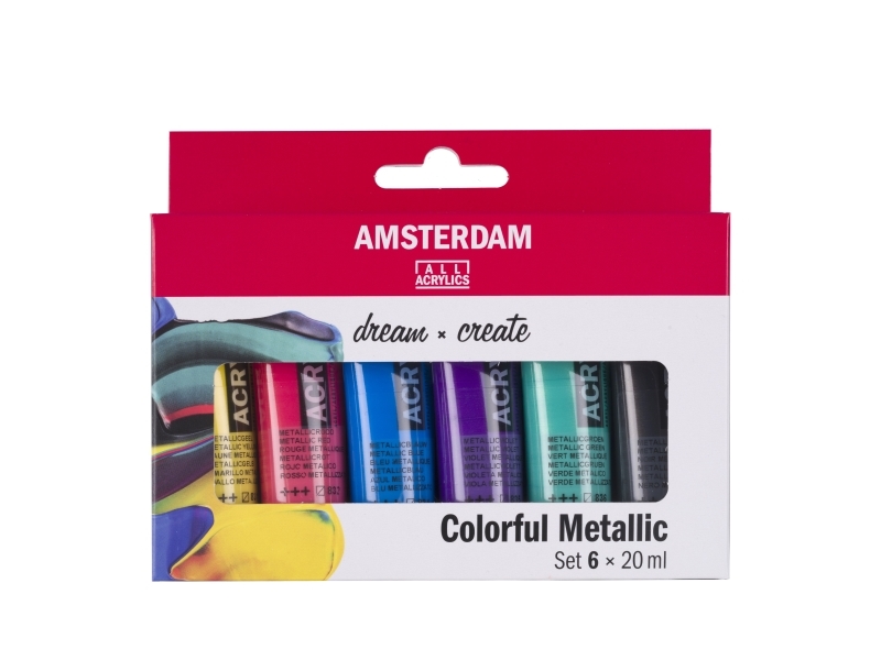 Amsterdam Standard Series Acrylfarbe Farbenfrohes Metallic-Set | 6 X