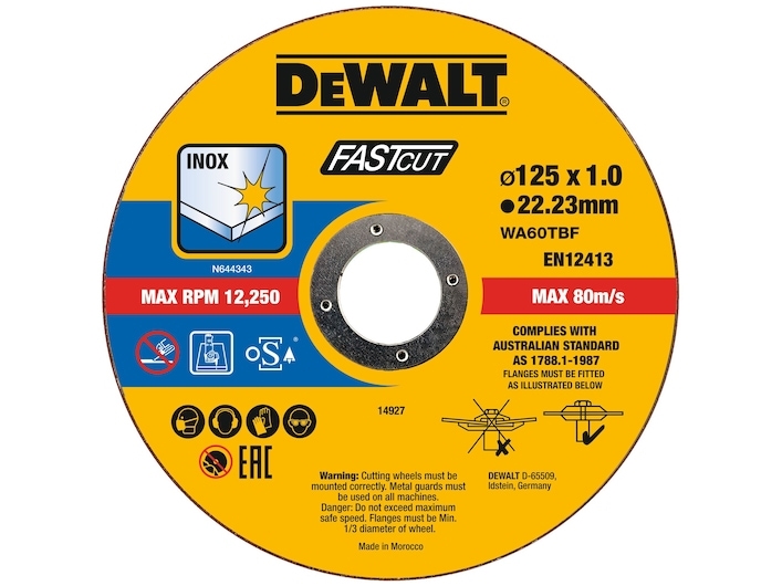 DeWALT DT20540-QZ, Slibeskive, Fladcenter, Jern, Metal, Rustfrit stål, DeWALT, 2,22 cm, 12,5 cm