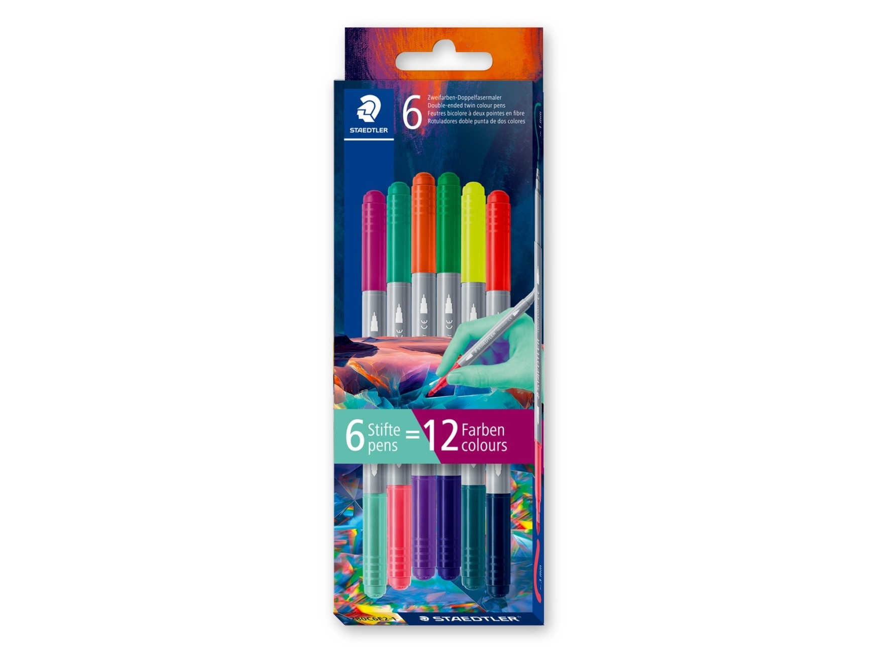 Staedtler 3280, 6 färger, Blandade färger, Fiber, Låda av kartong | Skrivredskap - Fiberpennor & Fineliner - Fineliner | GameStuff