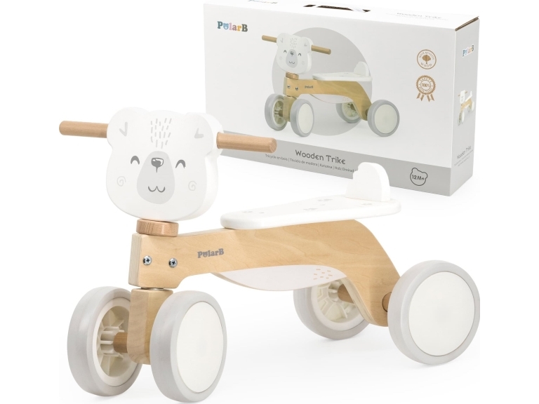 Viga Toys VIGA PolarB Polar Bear Rider i træ med bløde hjul