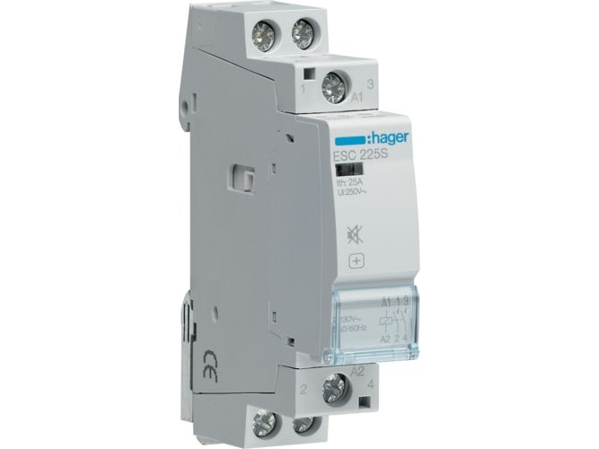 Hager ESC225S, Grå, 25 A, 1/10, 1/6 mm², 230 V, 50 - 60 Hz, 2,2 VA