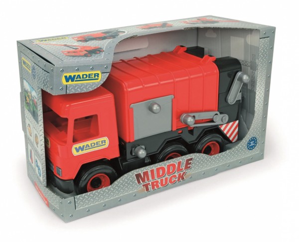 Tigres 32113 Auto Middle Garbage Truck In A Box, Colour-Red, One Size