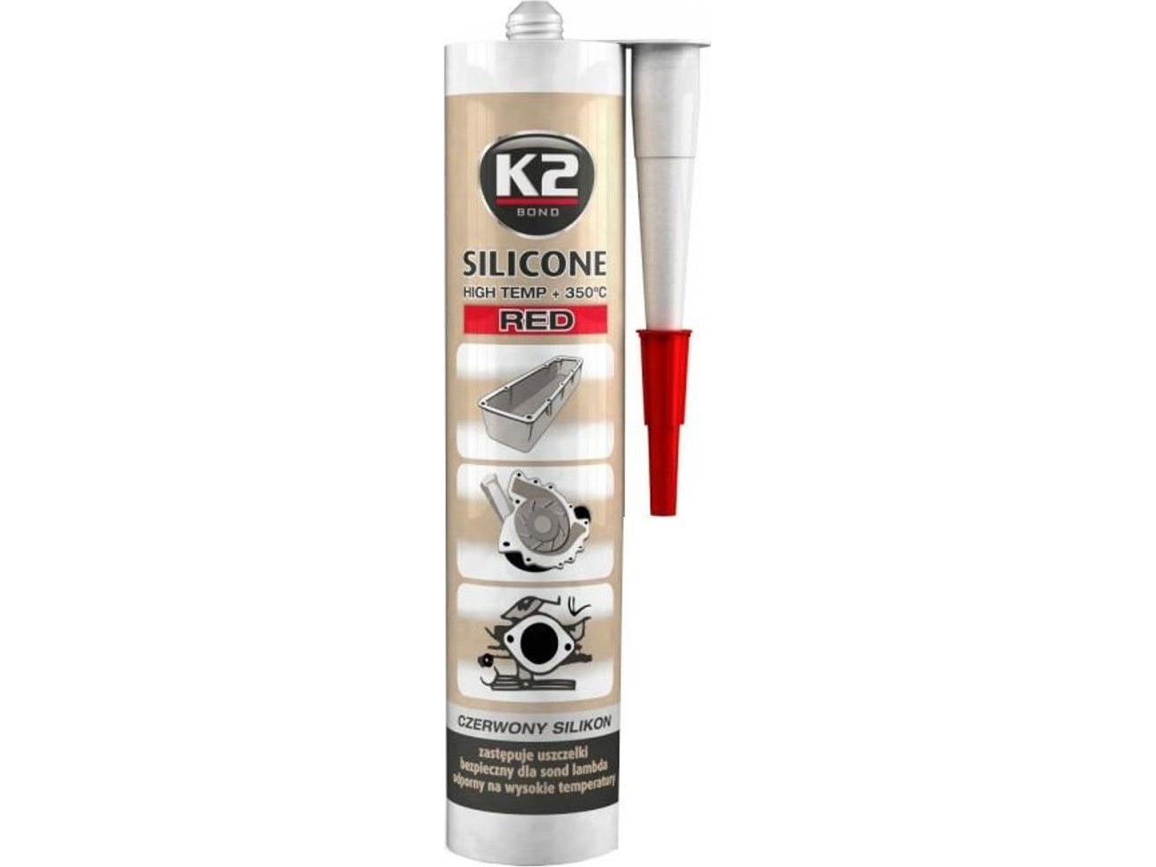 K2 Silicone Red 300G High Temperature +350°C Flydende Tætningsmiddel