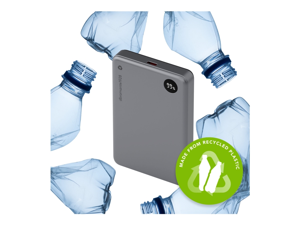 dbramante1928 re-charge - Power bank - 10000 mAh - 38.5 Wh - 20 Watt - 3 A - 2 utdatakontakter (magnetisk, 24 pin USB-C) - grå | Tele & GPS - Batteri & Laddare - Strömförsörjningsbanker | GameStuff