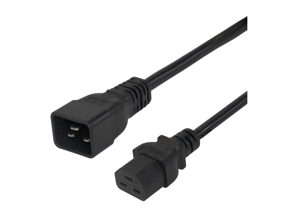 Strömkabel DELTACO IEC C20 - IEC C21 Hightemp, svart, 2m / 1902011 | Datortillbehör - Kablar & adaptrar - Strömkablar | GameStuff
