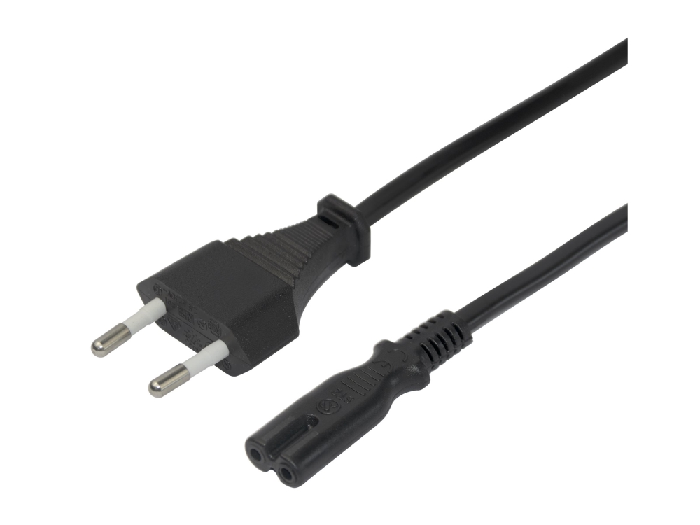 DELTACO - Strømkabel - Europlug (han) til power IEC 60320 C7 - AC 250 V - 2.5 A - 1.5 m - sort