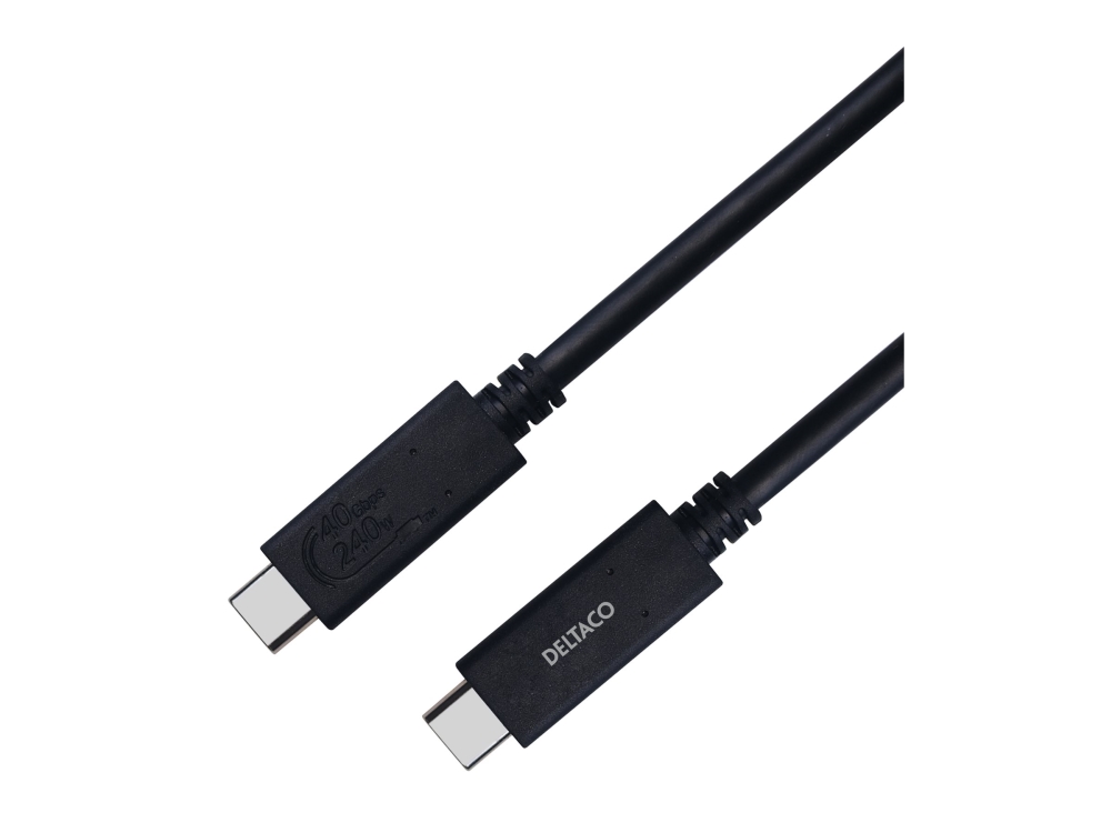 Deltaco - Usb-Kabel - Usb-C (Han) Til Usb-C (Han) - Usb4 Gen 3 - 5 A - 80 Cm - Forlænget Strømrækkevidde (Epr) - Sort