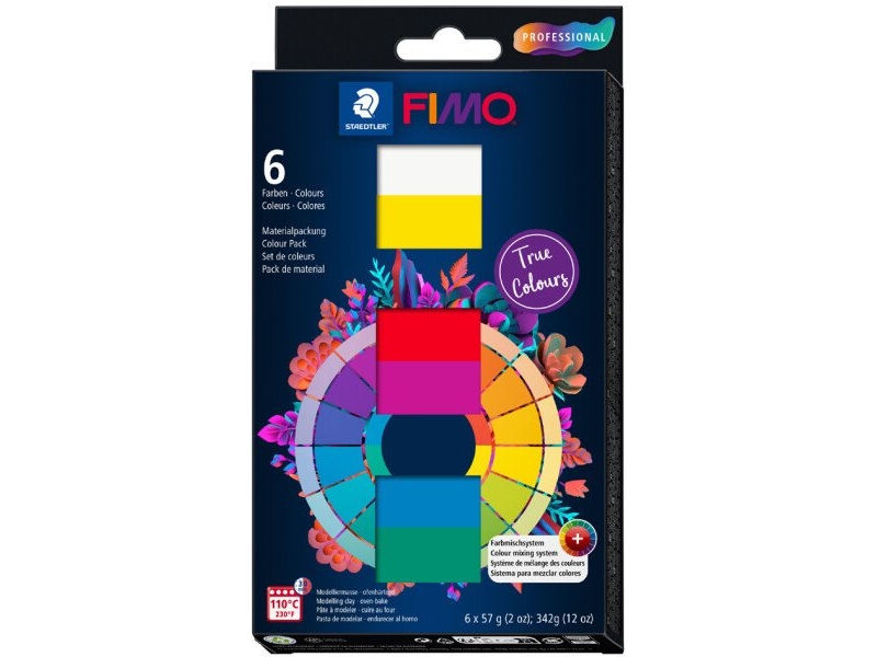 Fimo Ler - Professional - Ler Til Ovn Sæt - 6 True Colours Farver