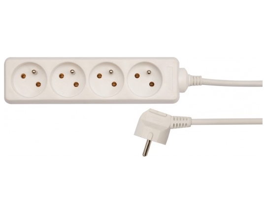 Vorel White 4 Socket 1.5M Earth Stopper 72501