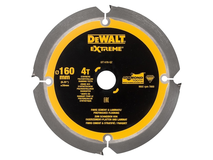 DeWALT DT1470-QZ, Polykrystallinsk diamant (PCD), Cement fiberpanel, Laminat, 16 cm, 2 cm, 7000 rpm, DeWALT
