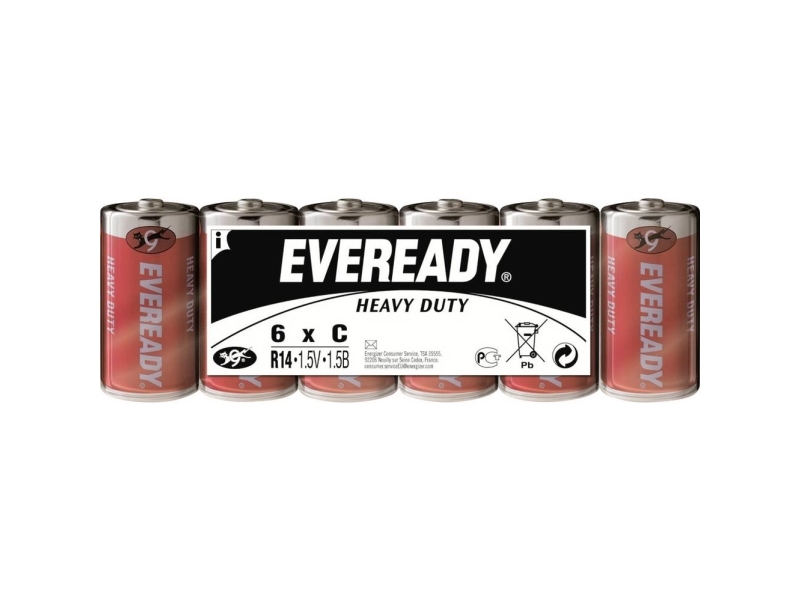 C-batteri R14 Eveready SHD Zink-kul 1.5 V 6 stk | EL Artiklar - Batteri - C-batterier | GameStuff