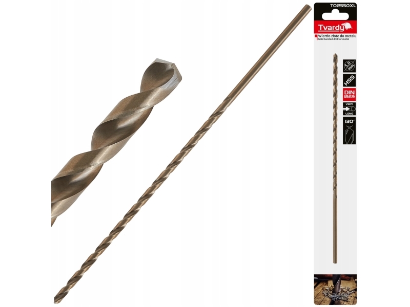 Wiertlo Gold-Bohrer Für Metall Lang 5,0 X 245 Mm Hss Din1869 (50/200)